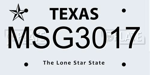 MSG3017 Texas License Plate