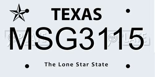 MSG3115 Texas License Plate