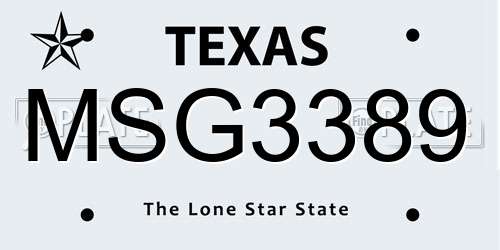 MSG3389 Texas License Plate