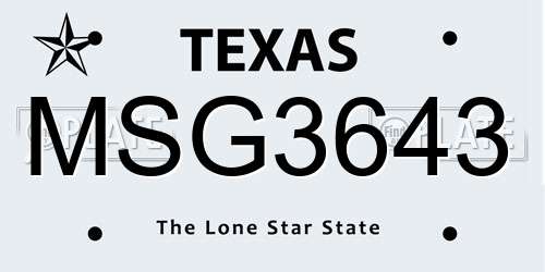 MSG3643 Texas License Plate