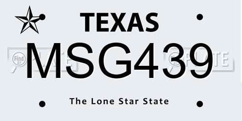 MSG439 Texas License Plate