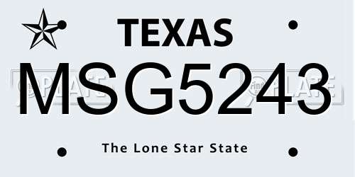 MSG5243 Texas License Plate