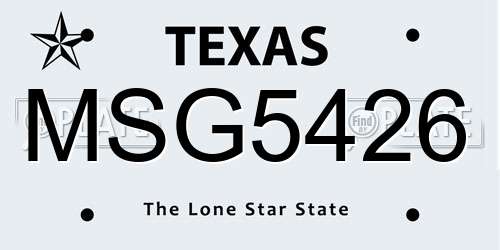 MSG5426 Texas License Plate