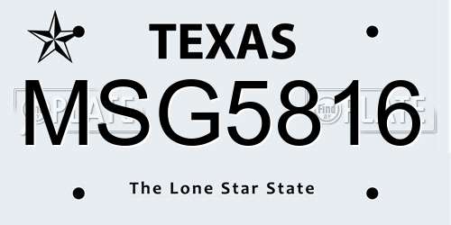 MSG5816 Texas License Plate