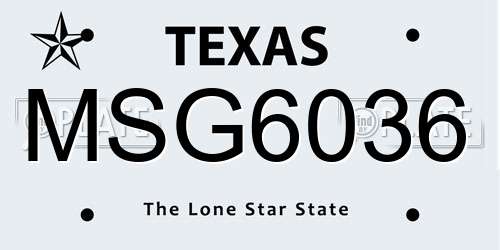 MSG6036 Texas License Plate
