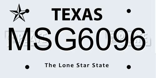 MSG6096 Texas License Plate