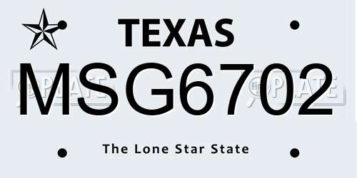 MSG6702 Texas License Plate