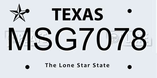 MSG7078 Texas License Plate