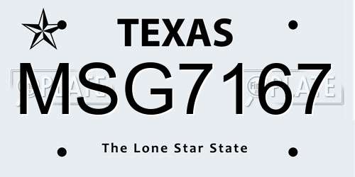 MSG7167 Texas License Plate