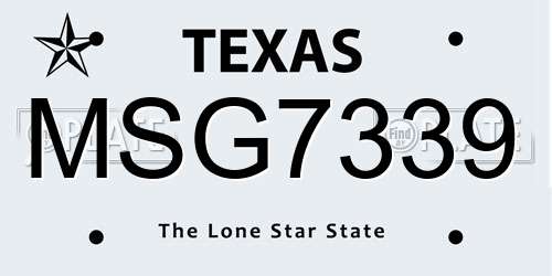 MSG7339 Texas License Plate