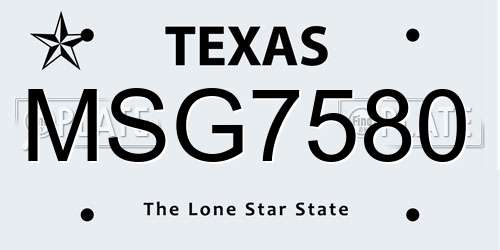 MSG7580 Texas License Plate