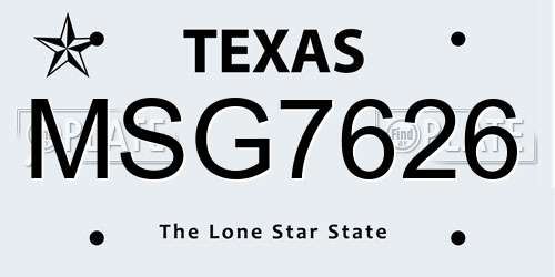 MSG7626 Texas License Plate