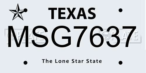 MSG7637 Texas License Plate