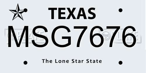 MSG7676 Texas License Plate