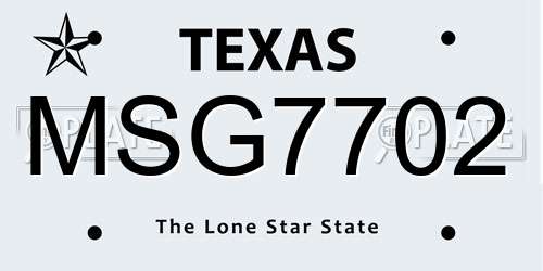 MSG7702 Texas License Plate