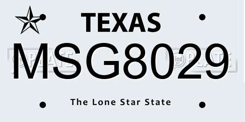 MSG8029 Texas License Plate