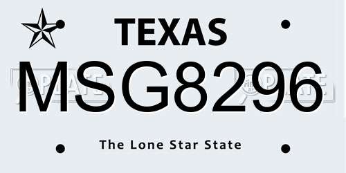 MSG8296 Texas License Plate