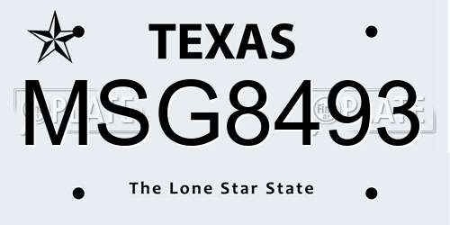 MSG8493 Texas License Plate
