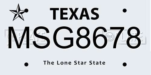 MSG8678 Texas License Plate