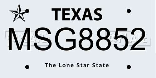 MSG8852 Texas License Plate