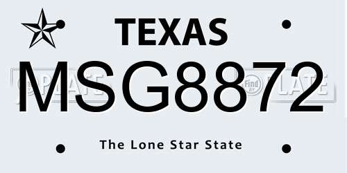 MSG8872 Texas License Plate
