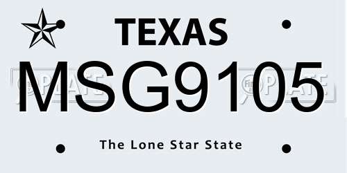 MSG9105 Texas License Plate
