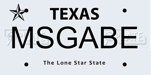 MSGABE Texas License Plate