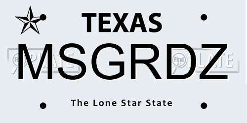 MSGRDZ Texas License Plate