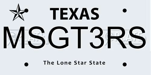 MSGT3RS Texas License Plate