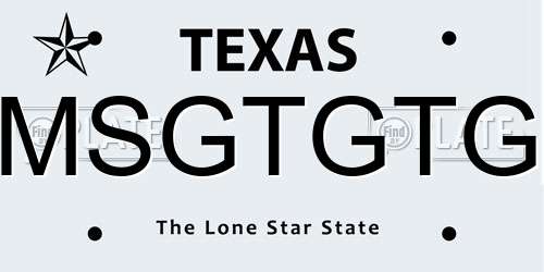 MSGTGTG Texas License Plate