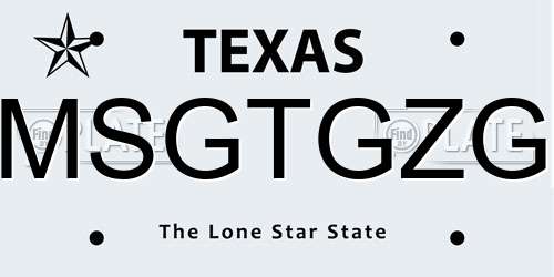 MSGTGZG Texas License Plate