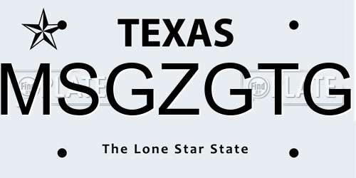 MSGZGTG Texas License Plate