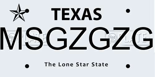 MSGZGZG Texas License Plate