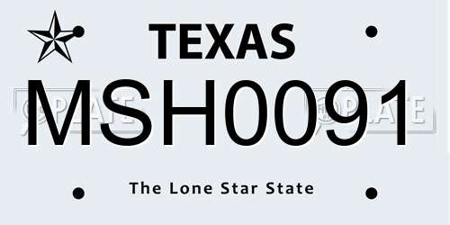 MSH0091 Texas License Plate