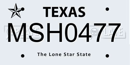 MSH0477 Texas License Plate