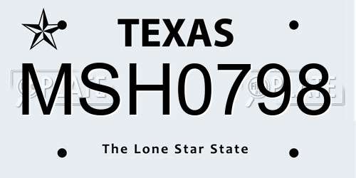 MSH0798 Texas License Plate