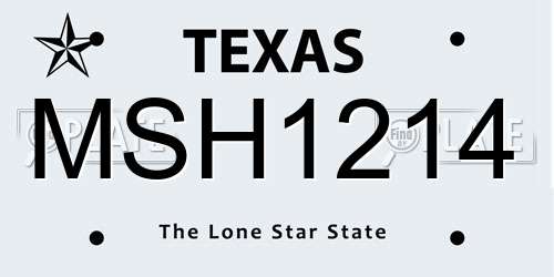 MSH1214 Texas License Plate