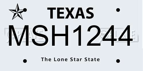 MSH1244 Texas License Plate