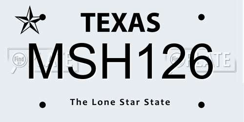 MSH126 Texas License Plate
