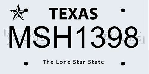 MSH1398 Texas License Plate