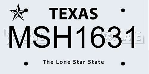 MSH1631 Texas License Plate