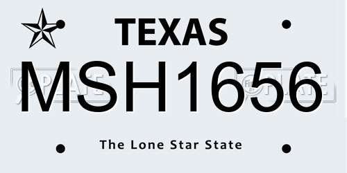 MSH1656 Texas License Plate