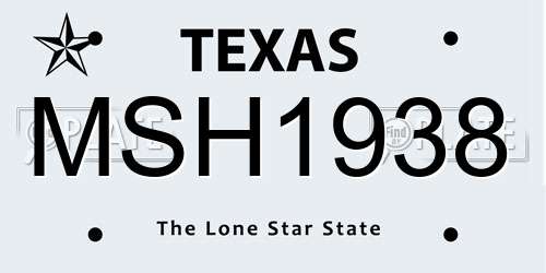 MSH1938 Texas License Plate
