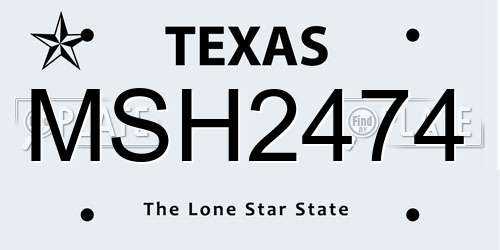 MSH2474 Texas License Plate