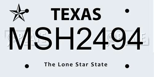 MSH2494 Texas License Plate