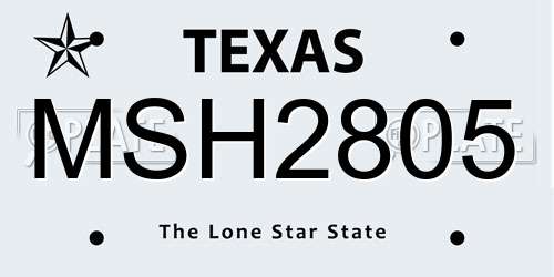 MSH2805 Texas License Plate