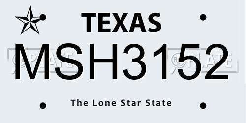 MSH3152 Texas License Plate