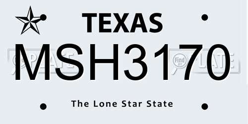MSH3170 Texas License Plate