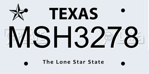 MSH3278 Texas License Plate