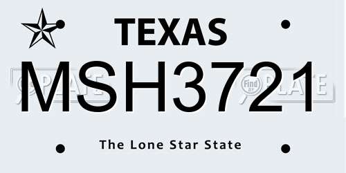 MSH3721 Texas License Plate